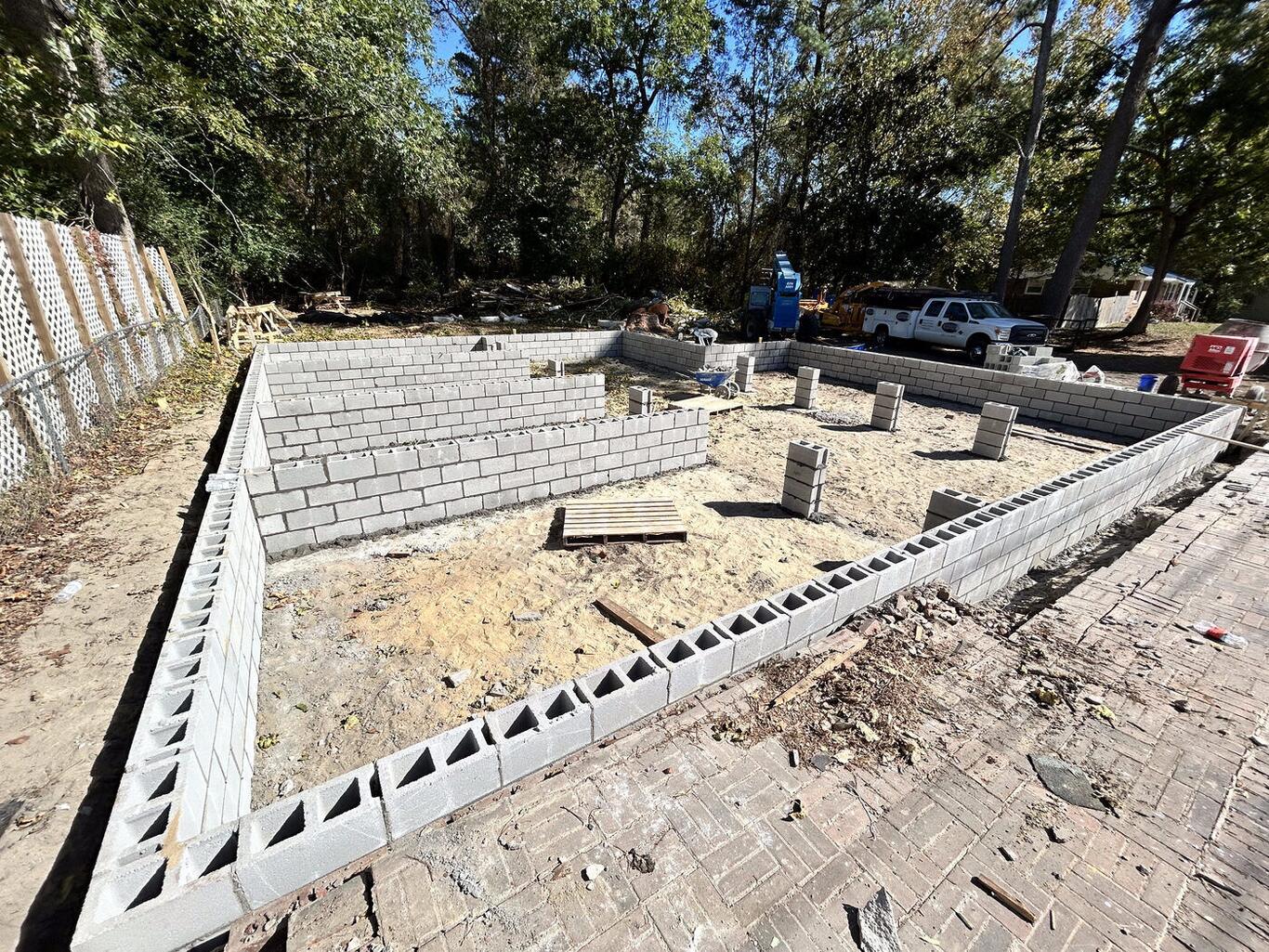 Completed FIG foundation — CMU wall and footing