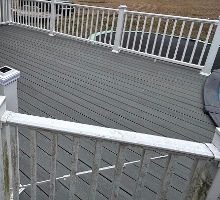 Completed FIG deck — composite decking and railing