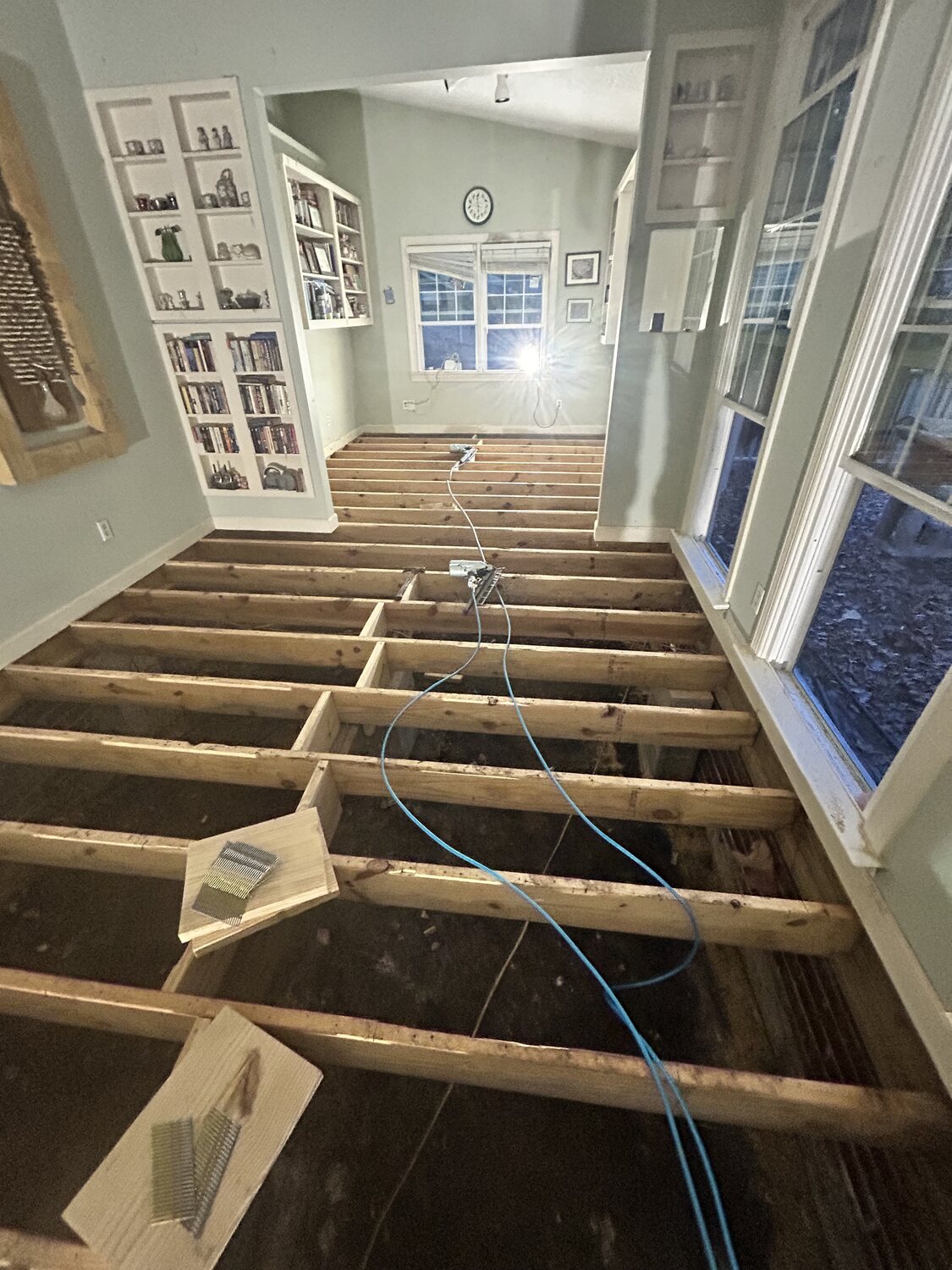 FIG interior — floor joists exposed